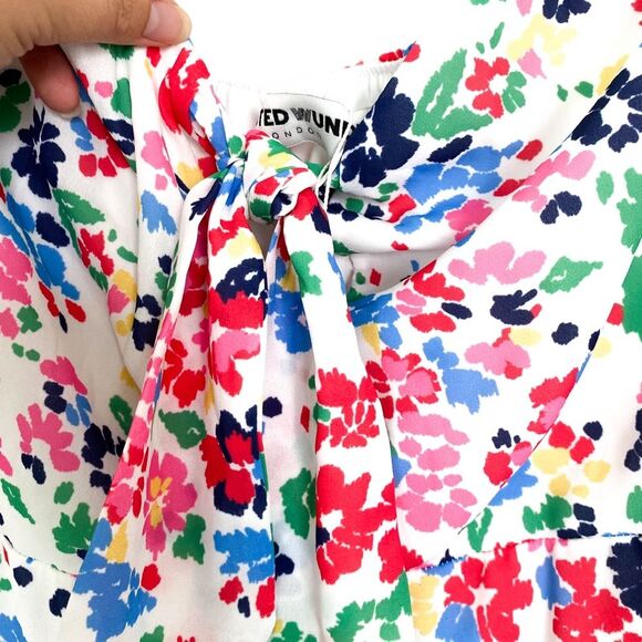 Twisted Wunder White Multicolor Floral Open Shoulder Maxi Dress Size 4 - Picture 7 of 9